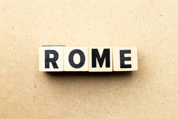 istock Letter block in word Rome on wood background 1273017903