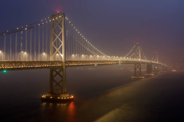 San-Francisco-Oakland Bay Bridge covered in smoke via Treasure Island