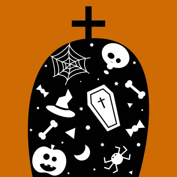 Vector illustration of Graphic postcard on Halloween.