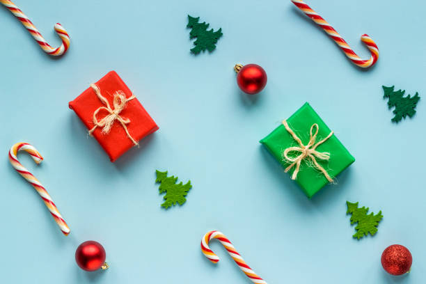 istock Christmas table layout with gifts and decorations 1273029954