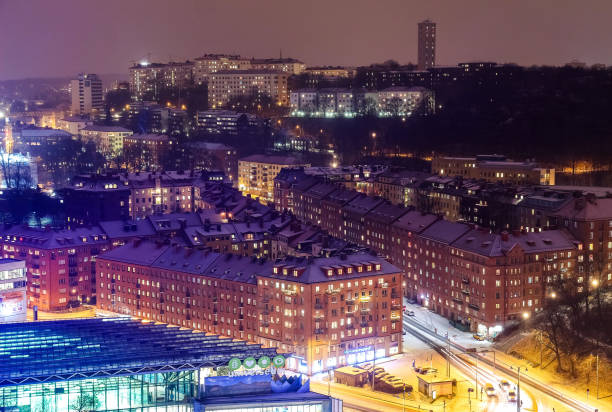 inverno de gotemburgo - gothenburg city urban scene illuminated - fotografias e filmes do acervo