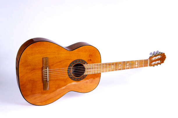 Professional acoustic guitar on white background