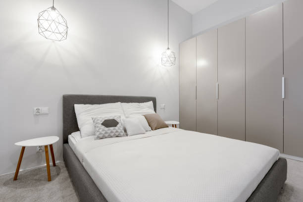 istock Contemporary designed bedroom with big wardrobe 1273062179