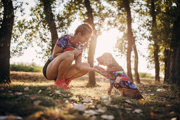 istock Beautiful young woman having fun in nature with her cocker spaniel dog 1273088037