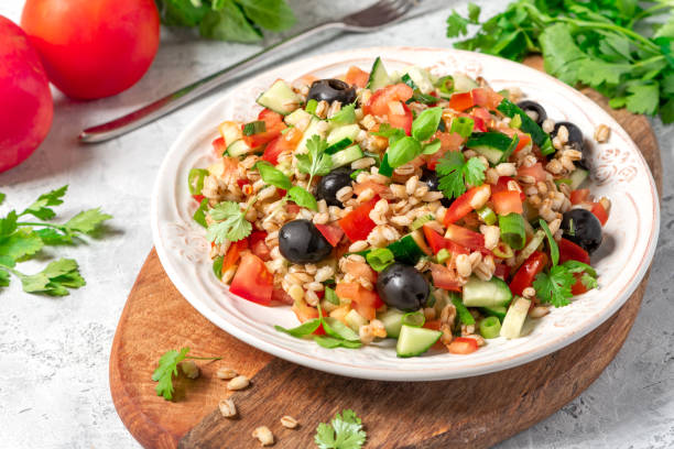 istock Pearl barley salad with vegetables 1273113273