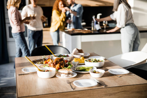 istock Beautiful served table with food in a cozy home 1273130898