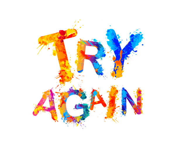 Try Again Motivation Inscription Of Splash Paint Letters Stock Illustration  - Download Image Now - iStock