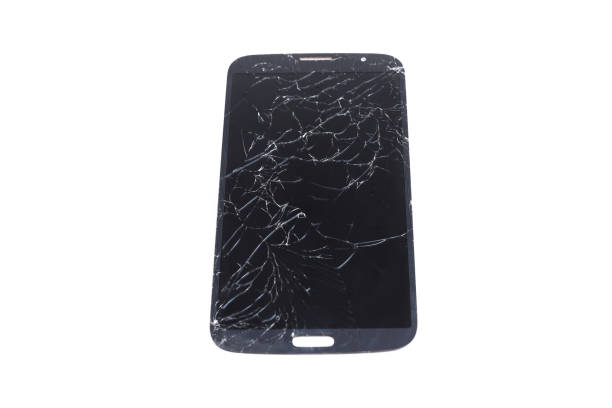 istock Mobile smartphone with broken glass lcd touch screen on white background. 1273139874