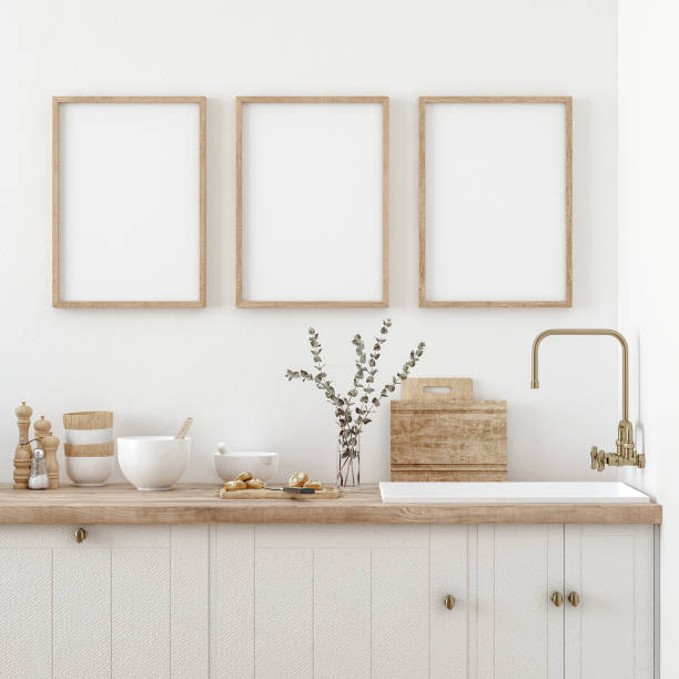 istock Mock up poster frame in kitchen interior, Farmhouse style 1273145335