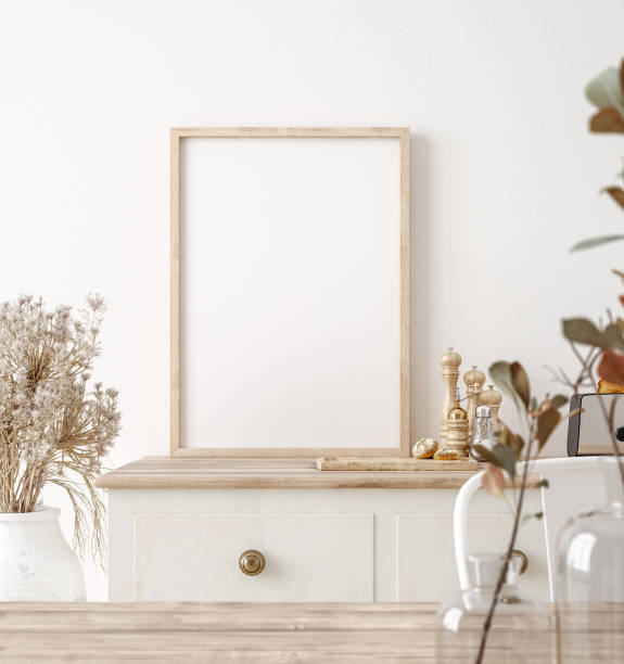 istock Mock up poster frame in kitchen interior, Farmhouse style 1273145352