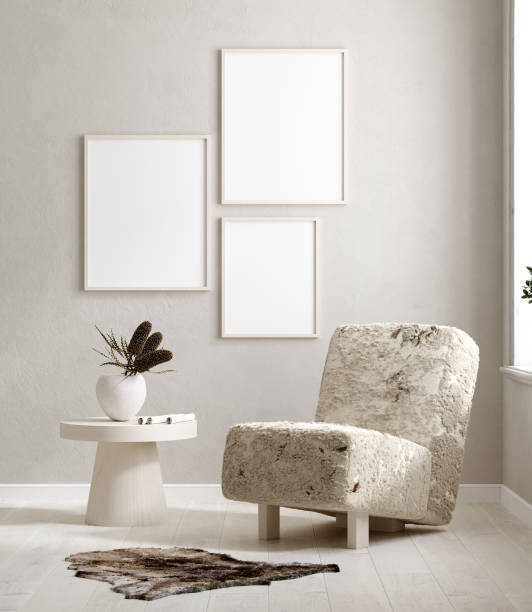istock Mock up poster frame in interior background, scandinavian style 1273145375