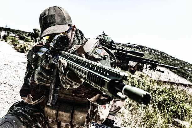 istock Army special forces snipers hiding in ambush 1273148357