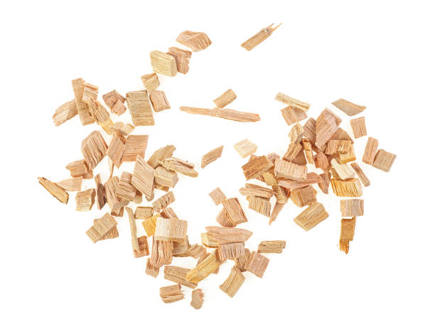 istock Wooden smoking chips for smoking isolated on a white background, top view. Apple tree. 1273150197