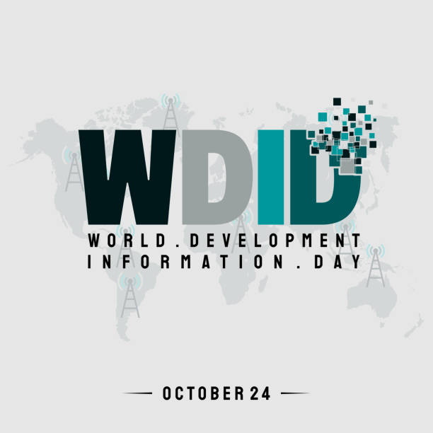 Typography of World Development Information Day Typography of WDID that stands for World Development Information Day design. computer network router communication internet stock illustrations