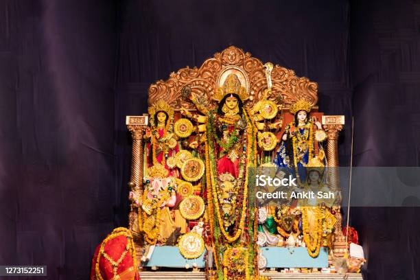 Hindu Goddess Durga During Durga Puja Celebrations Stock Photo - Download Image Now