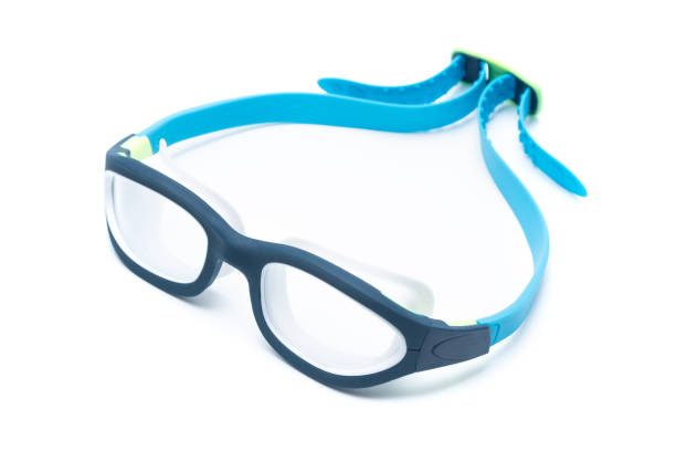 istock Blue swimming glasses isolated on white background. 1273165973