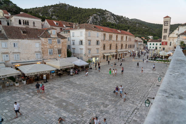 istock Main square in town of Hvar on island Hvar 1273166937