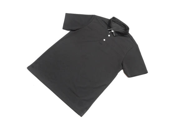 istock Blank black polo shirt with three white buttons. 1273167072