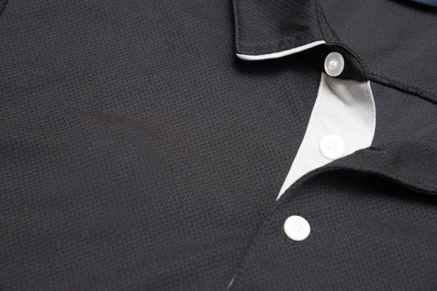 istock Blank black polo shirt with three white buttons. 1273167274
