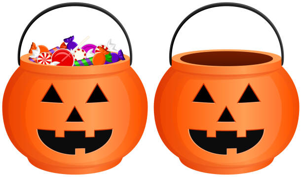 할로윈 사탕 양동이 - halloween candy illustrations stock illustrations