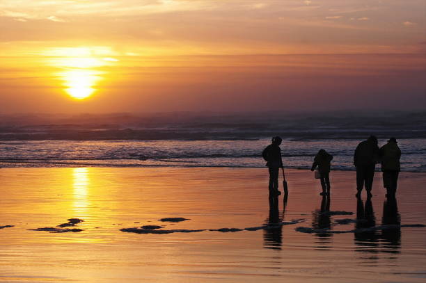 istock Clammers at Ocean Shores at Sunset 1273169473