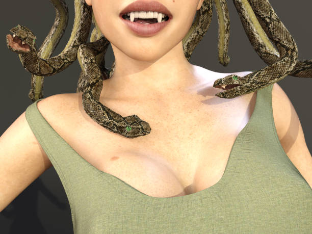 3D Illustration of a Medusa Bust stock photo