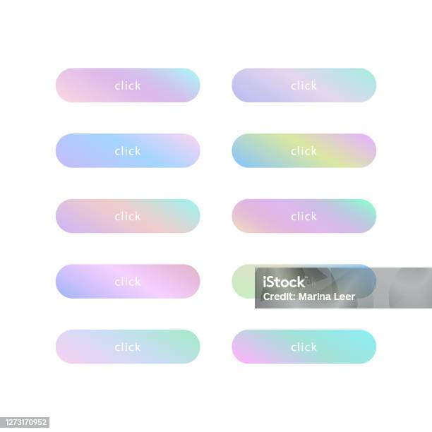 Gradient Rectangle Button Set Of Different Gradient Buttons Vector Template Stock Illustration ...