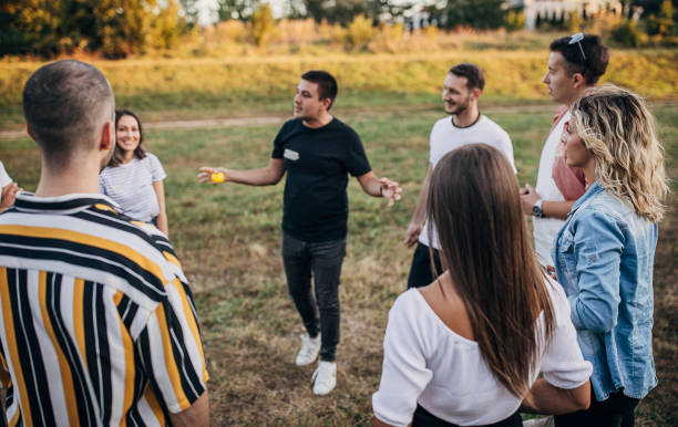 istock Group of friends on team building in nature 1273190907