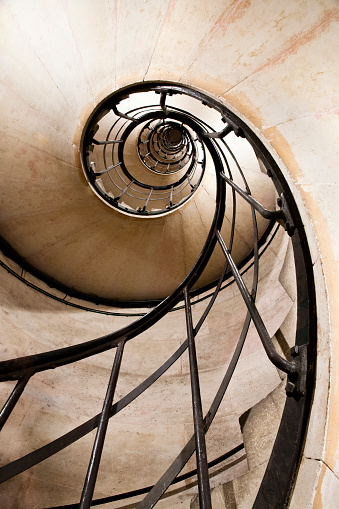 Spiral stairs in Paris, in Arch of Triumph - France