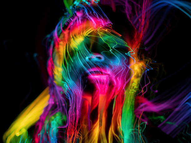 lightpainting portrait, lgbt color lightpainting portrait, new art direction, long exposure photo without photoshop, light drawing at long exposure, lgbt color lightpainting stock pictures, royalty-free photos & images