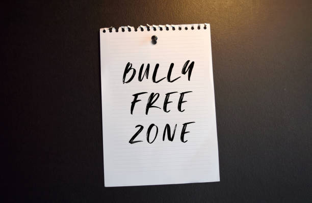 istock Paper note with BULLY FREE ZONE written on black slate board 1273198181