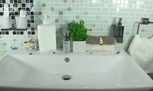 istock Washbasin with faucet and hand soap. 1273198454
