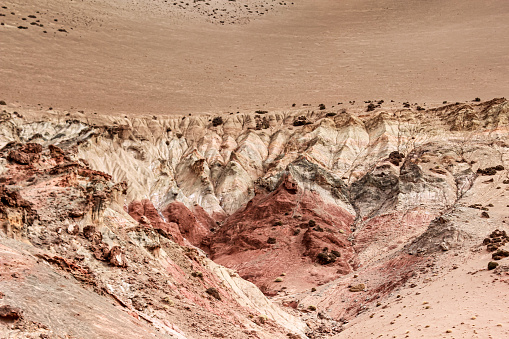 Desertic landscape with mountains and geological formations from Argentina