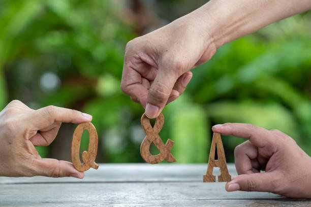 istock Question and Answer on  wooden latter for use in discussion, consultation, seminar 1273204820