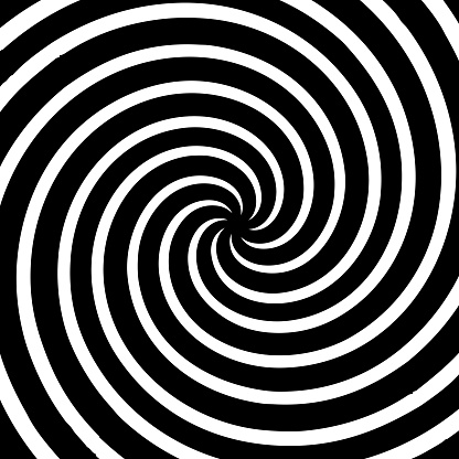 Vector illustration of a black and white hypnotic swirl.