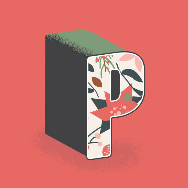 świąteczna litera dekoracyjna p projekt - letter p ornate alphabet typescript stock illustrations