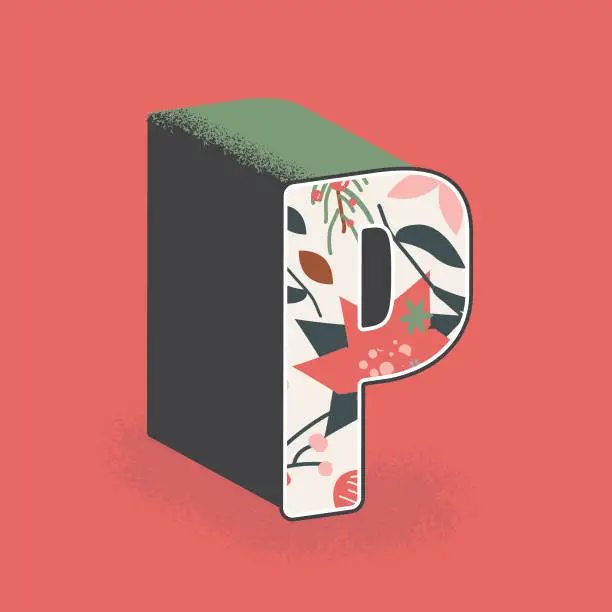 Vector illustration of Christmas decorative letter P design