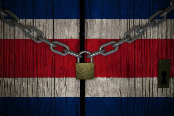 istock Conceptual composition on lockdown for quarantine for the covid-19 coronavirus COSTA RICA confinement 3d render. 1273214489