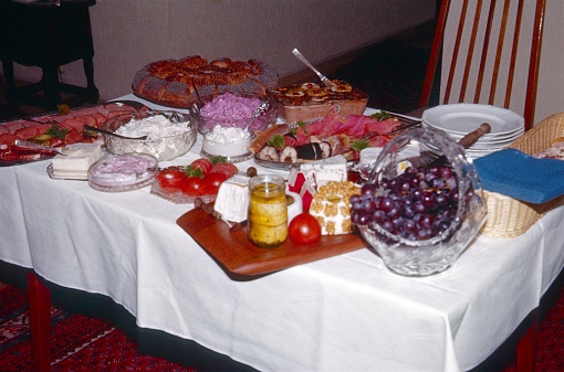 Berlin (West), Germany, 1981. Evening buffet.