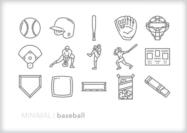 ilustrações de stock, clip art, desenhos animados e ícones de baseball icon set - baseball diamond baseball home base base