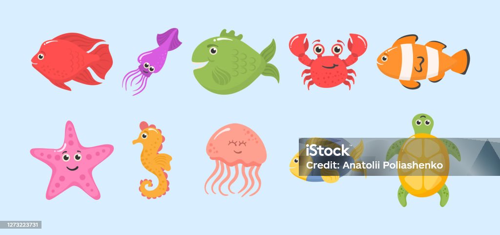 Ocean Sea Animals Stock Illustration - Download Image Now - Seahorse  Statue, Vector, Animal - iStock