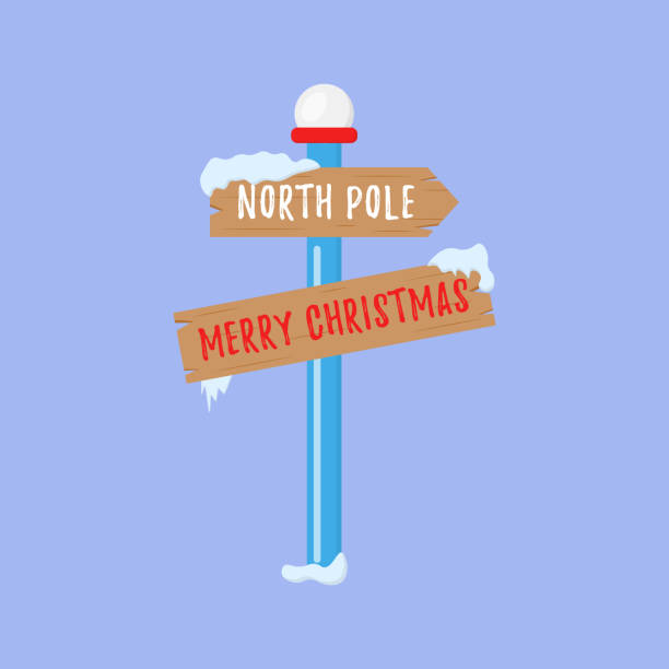 ilustraciones, imágenes clip art, dibujos animados e iconos de stock de señales del polo norte. - pole sign north north pole
