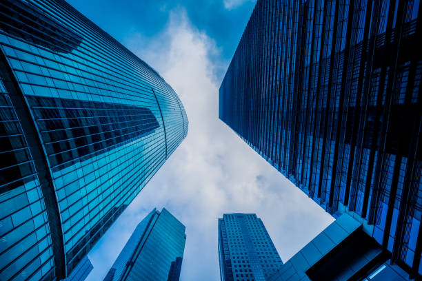 istock Low angle view of modern metallic skyscrapers 1273233145