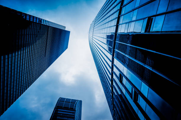 istock Low angle view of modern metallic skyscrapers 1273233164