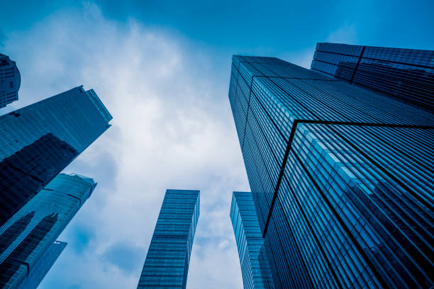 istock Low angle view of modern metallic skyscrapers 1273233176