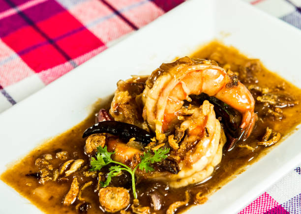 istock Fried  prawns with tamarind sauce in plate 1273233987