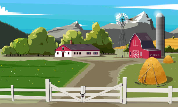 gospodarstwo wiejskie - farm gate stock illustrations