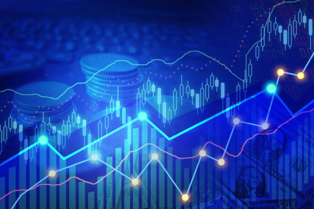 concetto finanziario aziendale con linea di trading in rialzo del mercato azionario a doppia esposizione - accounts statement foto e immagini stock