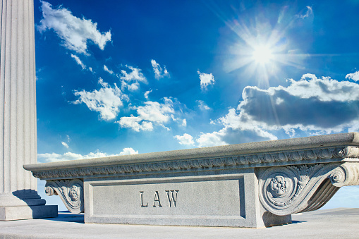 The word Law written in stone.