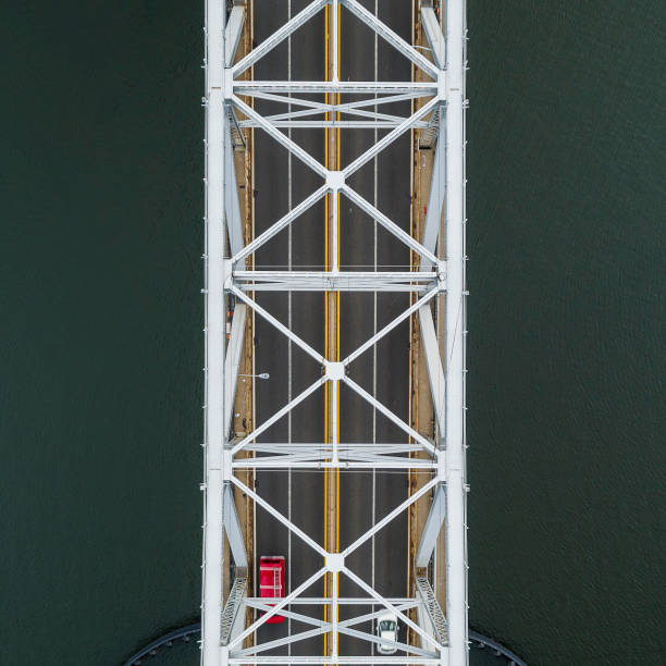 istock Directly above view Outerbridge Crossing bridge across Arthur Kill is connecting Staten Island, New York, and New Jersey. 1273238756